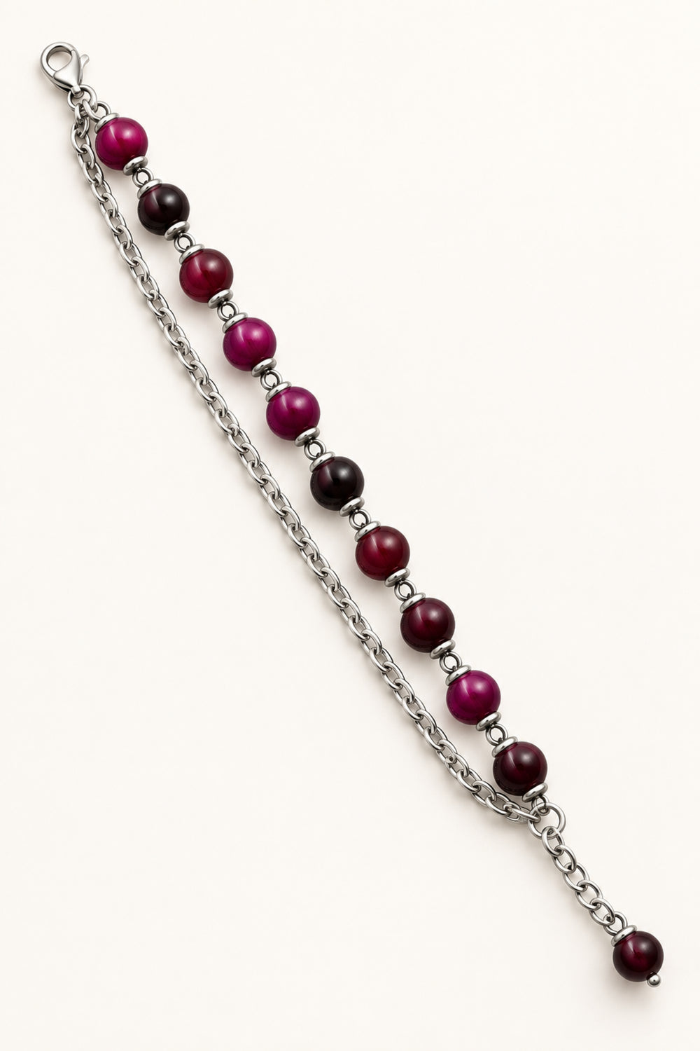 APAERZ VIOLA zweireihiges Armband mit purpurfarbenen Glasperlen – Produktansicht #farbe_purpur