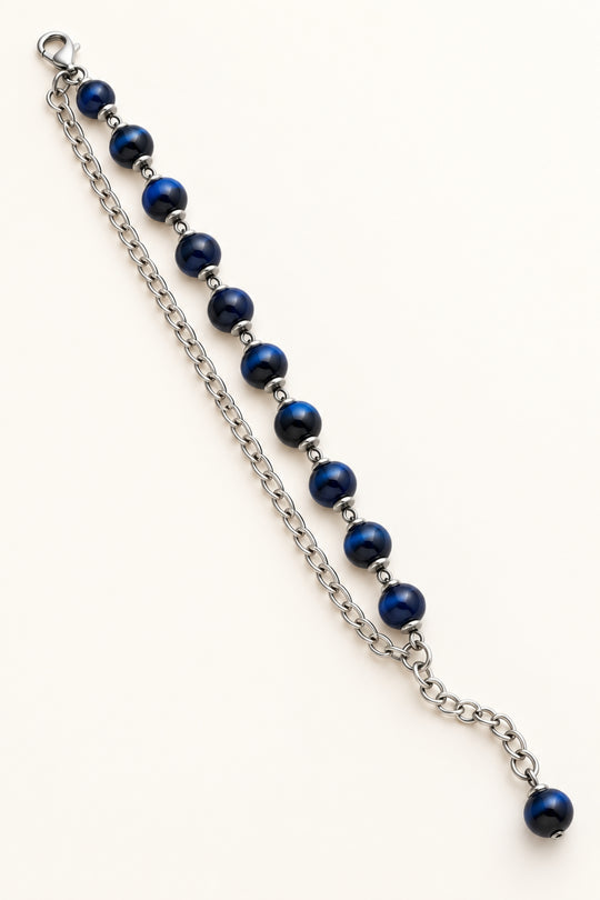 APAERZ VIOLA zweireihiges Armband mit saphirblauen Glasperlen – Produktansicht 