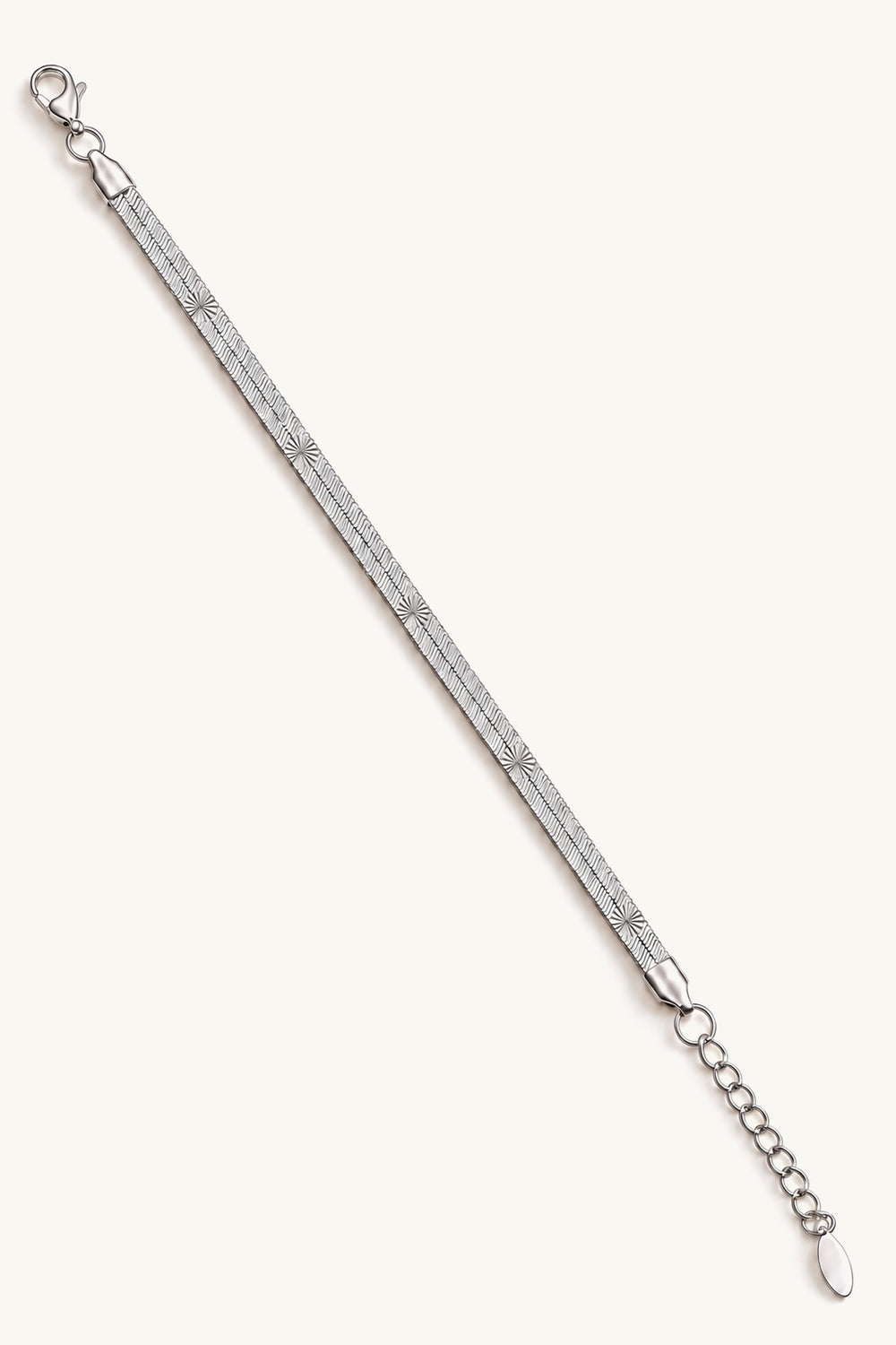 APAERZ LINEA Edelstahlarmband mit flacher Kette, fünf dezenten strahlenförmigen Prägungen und Verlängerungskette