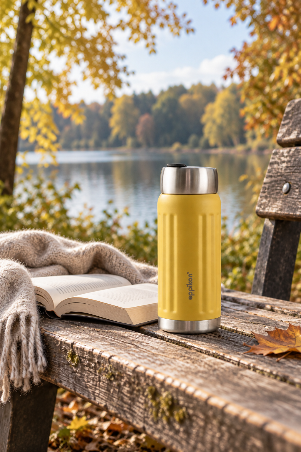 EPPIKAN eppiGrand Thermobecher 500 ml in Mustard Yellow mit geriffelter Oberfläche