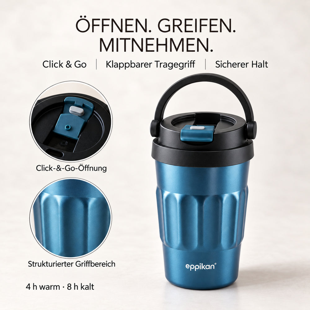 EPPIKAN eppiCafé Thermobecher aus Edelstahl mit Tragegriff