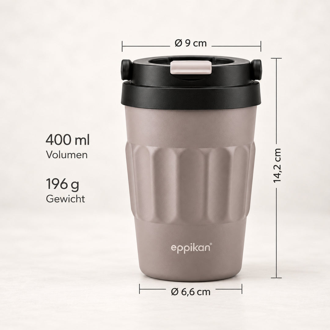 EPPIKAN eppiCafé Thermobecher aus Edelstahl mit Tragegriff