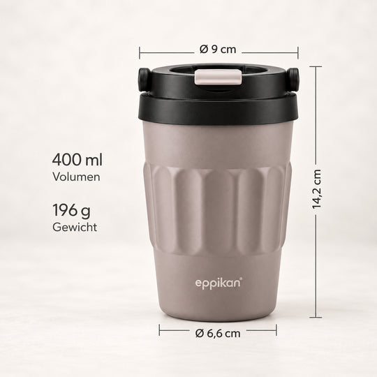 EPPIKAN eppiCafé Thermobecher aus Edelstahl mit Tragegriff