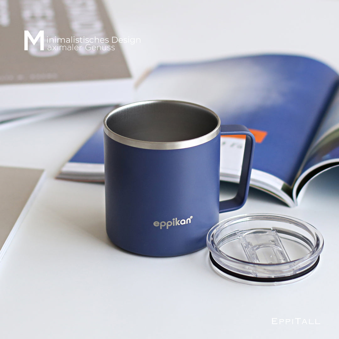 EPPIKAN eppiTall Thermobecher in Space Blue mit abgenommenem Deckel