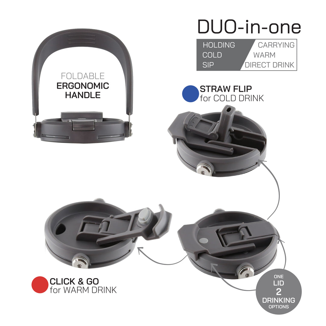 eppiDuo Thermobecher mit zwei Trinköffnungen und Trinkhalm