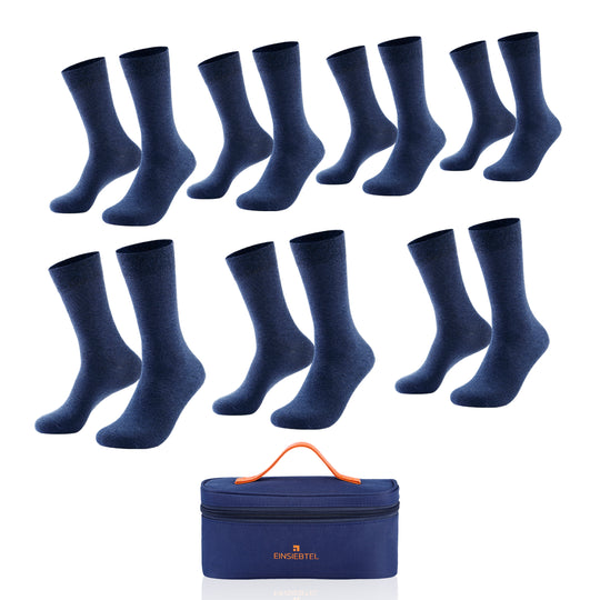 EINSIEBTEL Herren Business Socken 7er Pack in Navy mit Aufbewahrungstasche