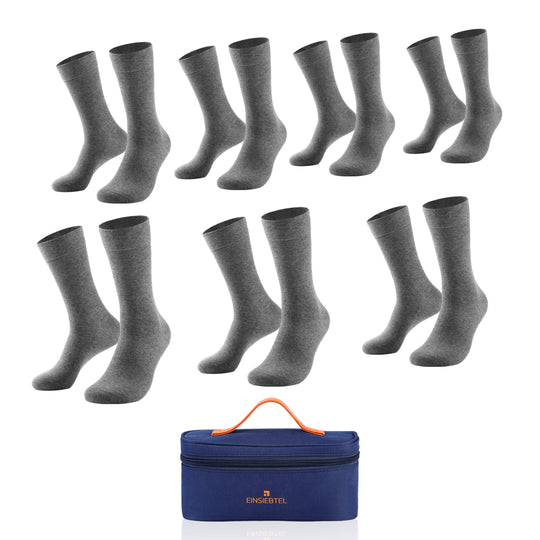 EINSIEBTEL Herren Business Socken 7er Pack in Grau mit Aufbewahrungstasche