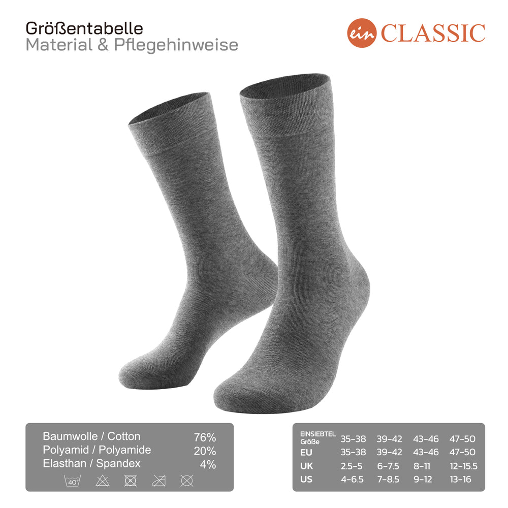 EINSIEBTEL EINCLASSIC Herren Business Socken in Grau – Größen und Material