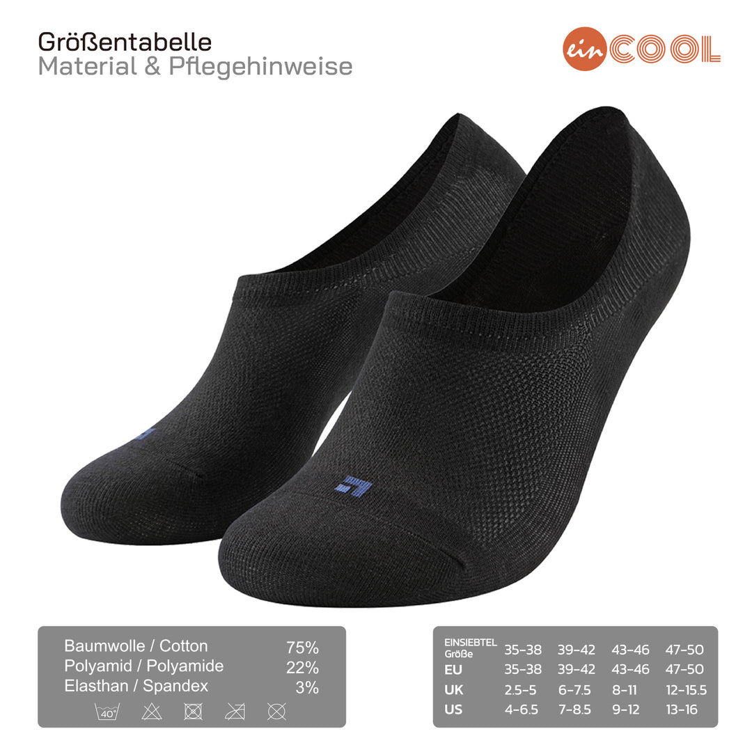 EINSIEBTEL EINCOOL Füßlinge in Schwarz – Größen und Material