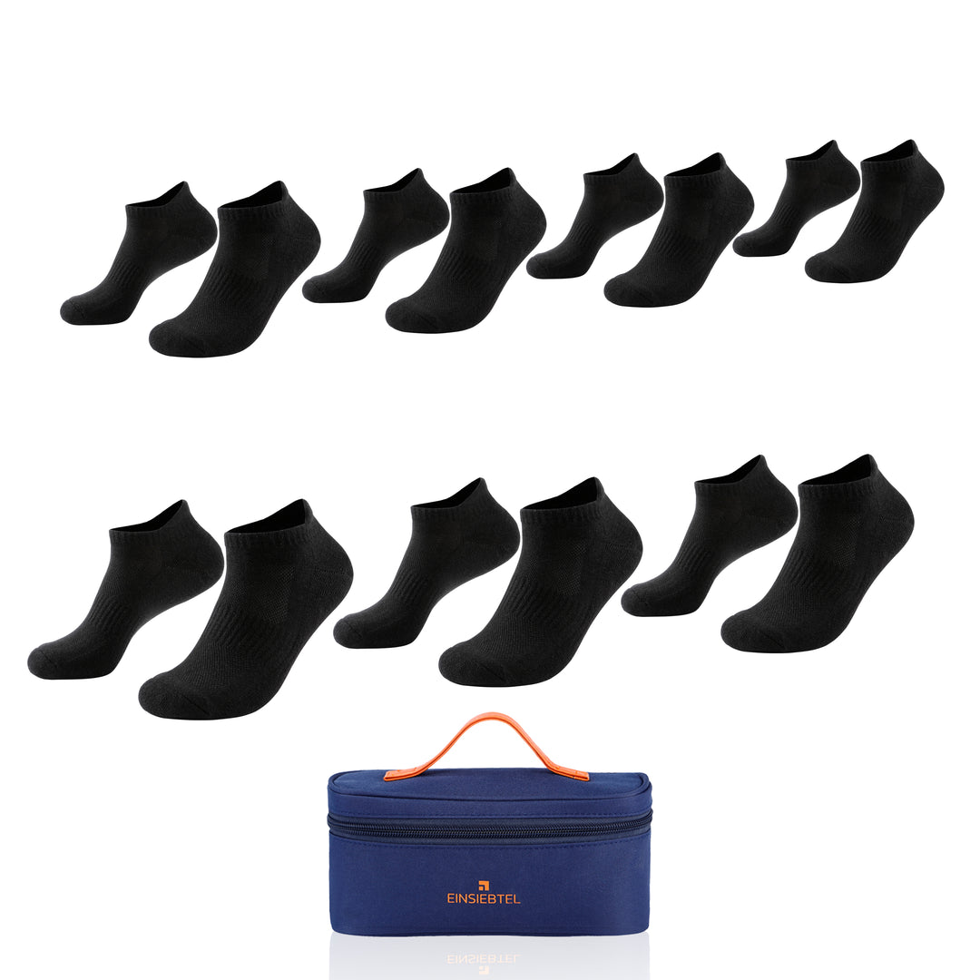 EINSIEBTEL EINJOGGING Laufsocken 7er Pack in Schwarz mit Aufbewahrungstasche