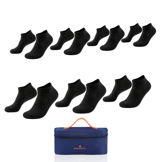 EINSIEBTEL EINJOGGING Laufsocken 7er Pack in Schwarz mit Aufbewahrungstasche