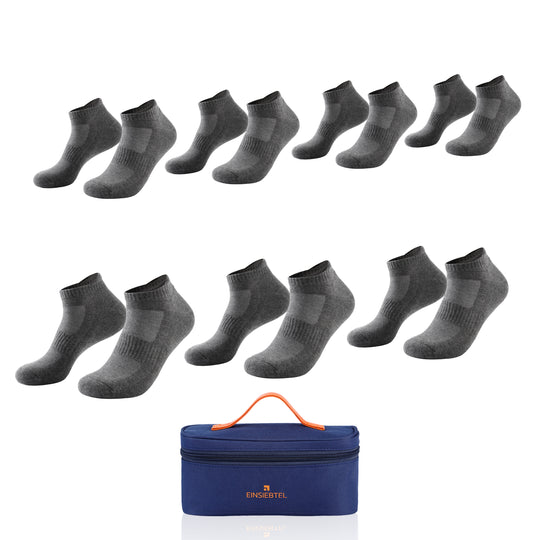EINSIEBTEL EINJOGGING Laufsocken 7er Pack in Grau mit Aufbewahrungstasche