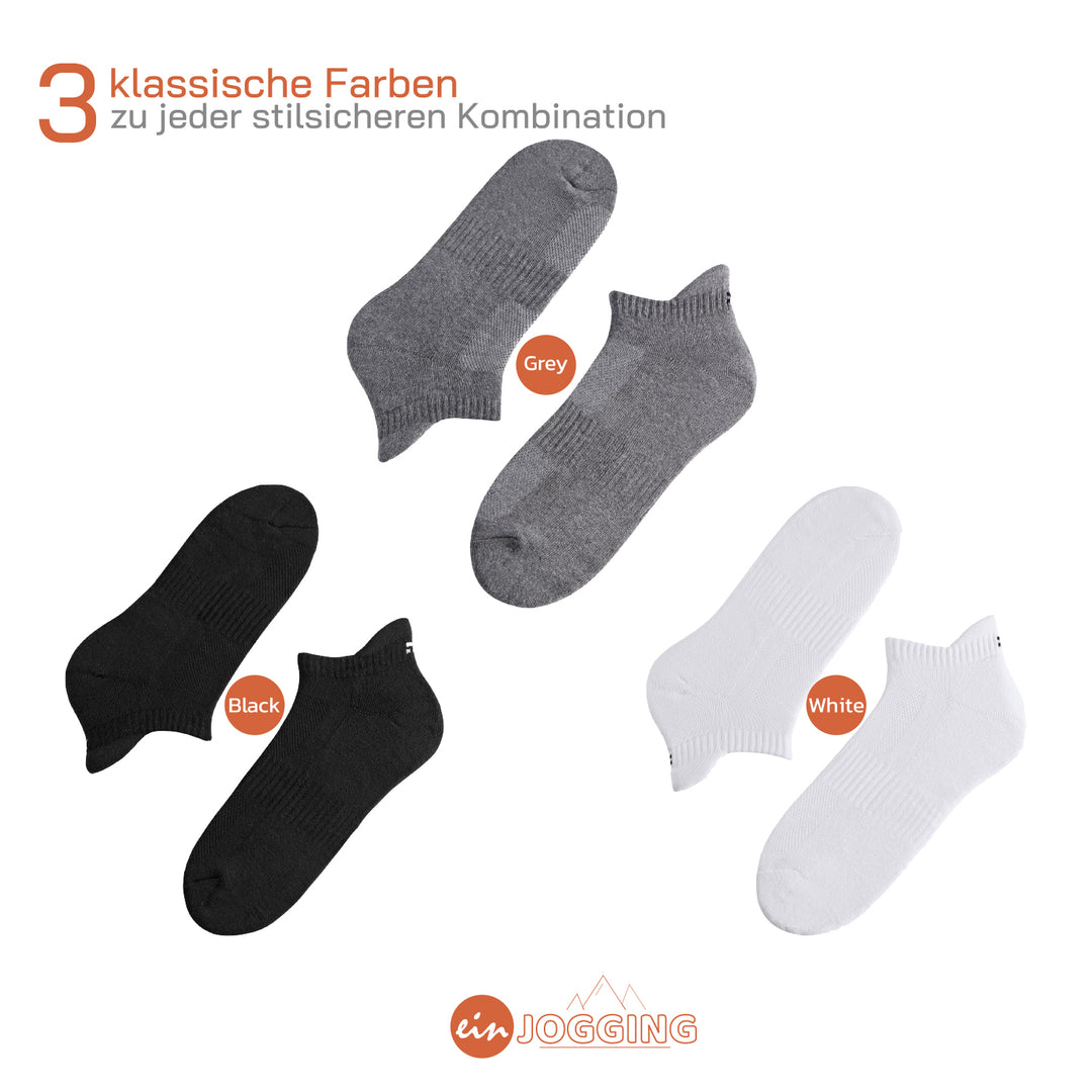 EINSIEBTEL EINJOGGING Sportsocken in Schwarz, Grau und Weiß