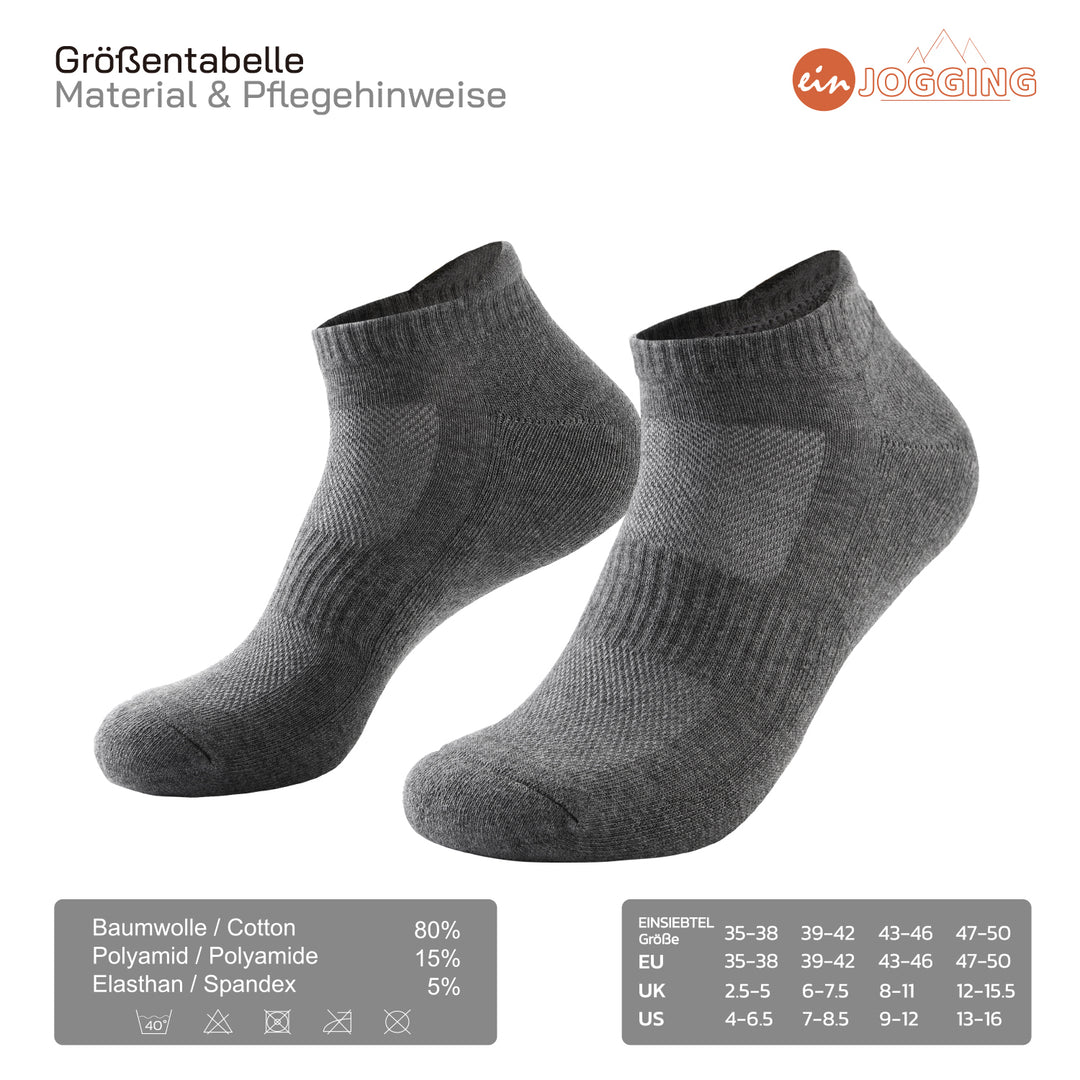 EINSIEBTEL EINJOGGING Laufsocken in Grau – Größen und Material