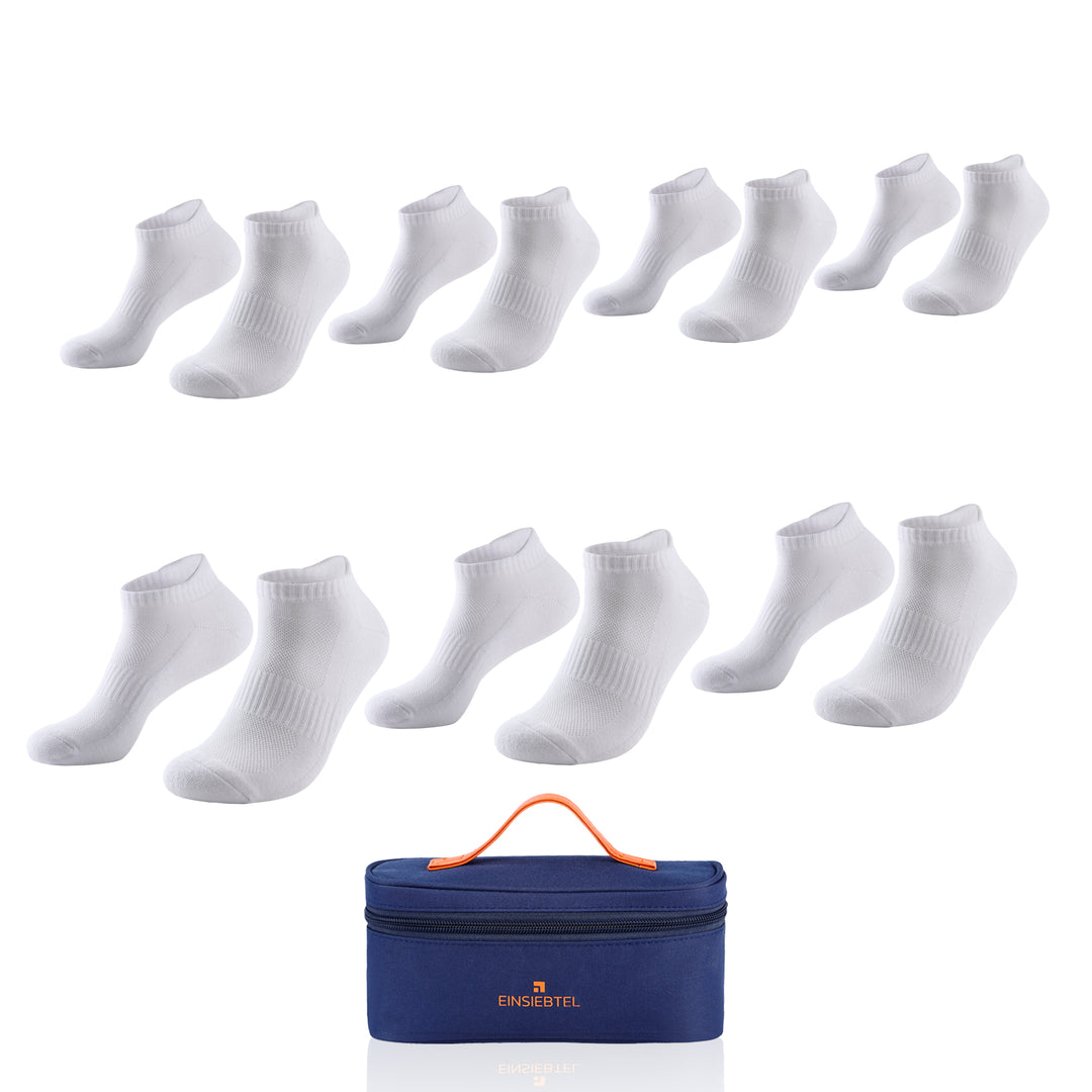 EINSIEBTEL EINJOGGING Laufsocken 7er Pack in Weiß mit Aufbewahrungstasche