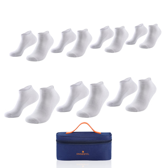 EINSIEBTEL EINJOGGING Laufsocken 7er Pack in Weiß mit Aufbewahrungstasche