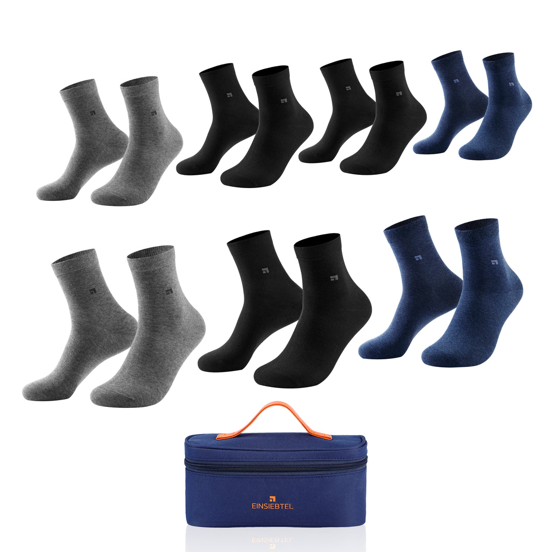 EINSIEBTEL EINKOMFORT Unisex Quarter Socken 7er Pack mit Aufbewahrungstasche