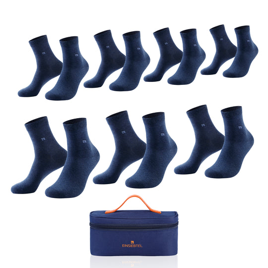 EINSIEBTEL EINKOMFORT Quarter Socken 7er Pack in Navy mit Aufbewahrungstasche