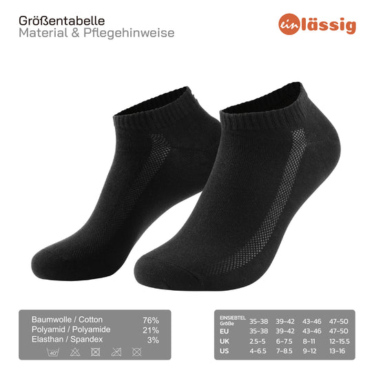 EINSIEBTEL EINLÄSSIG Sneaker Socken in Schwarz – Größen und Material