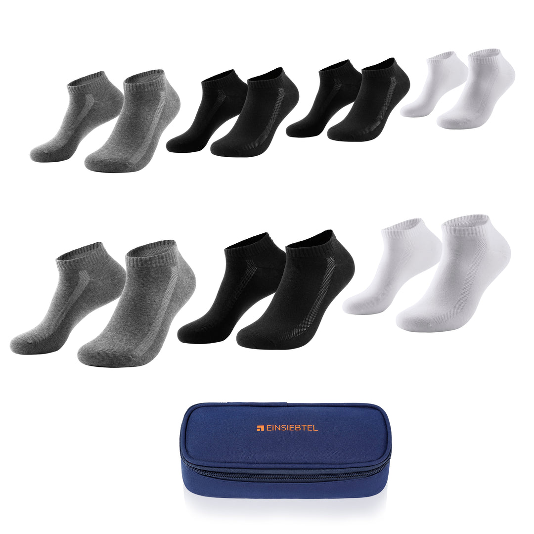 EINSIEBTEL EINLÄSSIG Unisex Sneaker Socken 7er Pack mit Aufbewahrungstasche