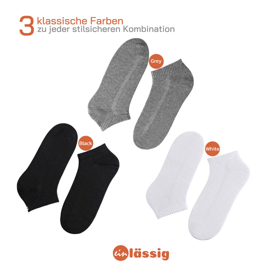 EINSIEBTEL EINLÄSSIG Sneaker Socken in Schwarz, Grau und Weiß