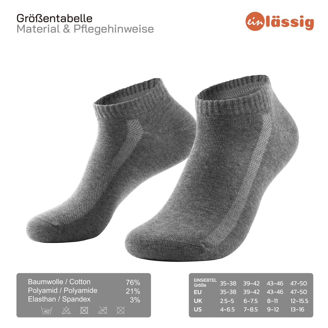 EINSIEBTEL EINLÄSSIG Sneaker Socken in Grau – Größen und Material