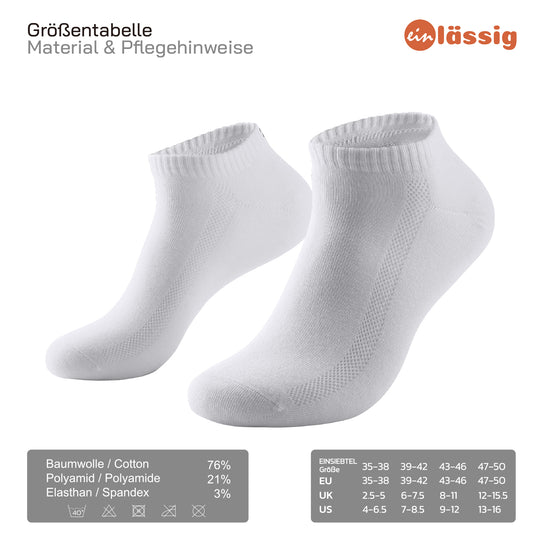 EINSIEBTEL EINLÄSSIG Sneaker Socken in Weiß – Größen und Material
