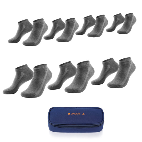 EINSIEBTEL EINLÄSSIG Sneaker Socken 7er Pack in Grau mit Aufbewahrungstasche