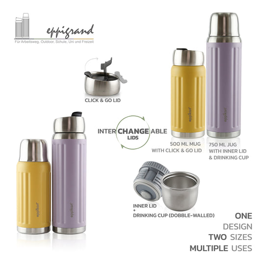 EPPIKAN eppiGrand Thermosflasche mit Edelstahl-Deckel als Trinkbecher